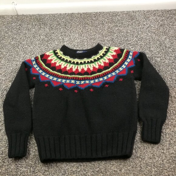 Vintage Polo Ralph Lauren Sweater Lambswool Cashmere Fair Isle Womens Small - Picture 1 of 9